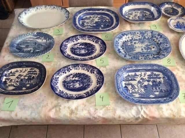 Te koop blauwe antieken schotels totaal 15 stuks, Antiek en Kunst, Ophalen of Verzenden