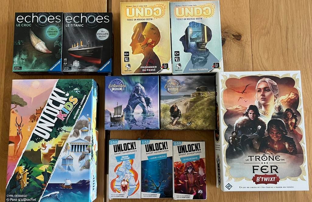 Jeux de société (unlock, echoes, cartaventura, undo), Ophalen of Verzenden, Zo goed als nieuw