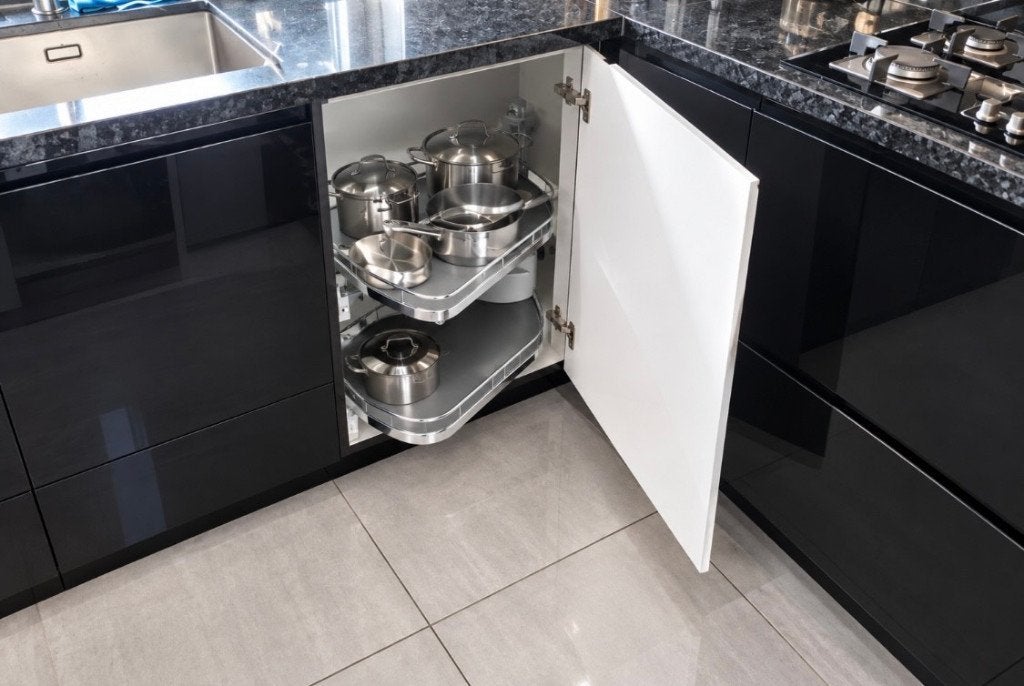 ✨ZWARTE HOOGGLANS  GREEPLOOS KEUKEN + APPARATUUR  ✨, Huis en Inrichting, Zwart, Hoekkeuken, Graniet of Steen, Ophalen of Verzenden