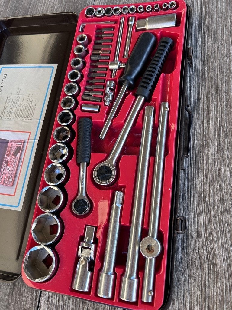 Dopsleutelset 52-delig – Chroom-Vanadium – Metalen koffer, Ophalen, Gebruikt, Overige merken, X