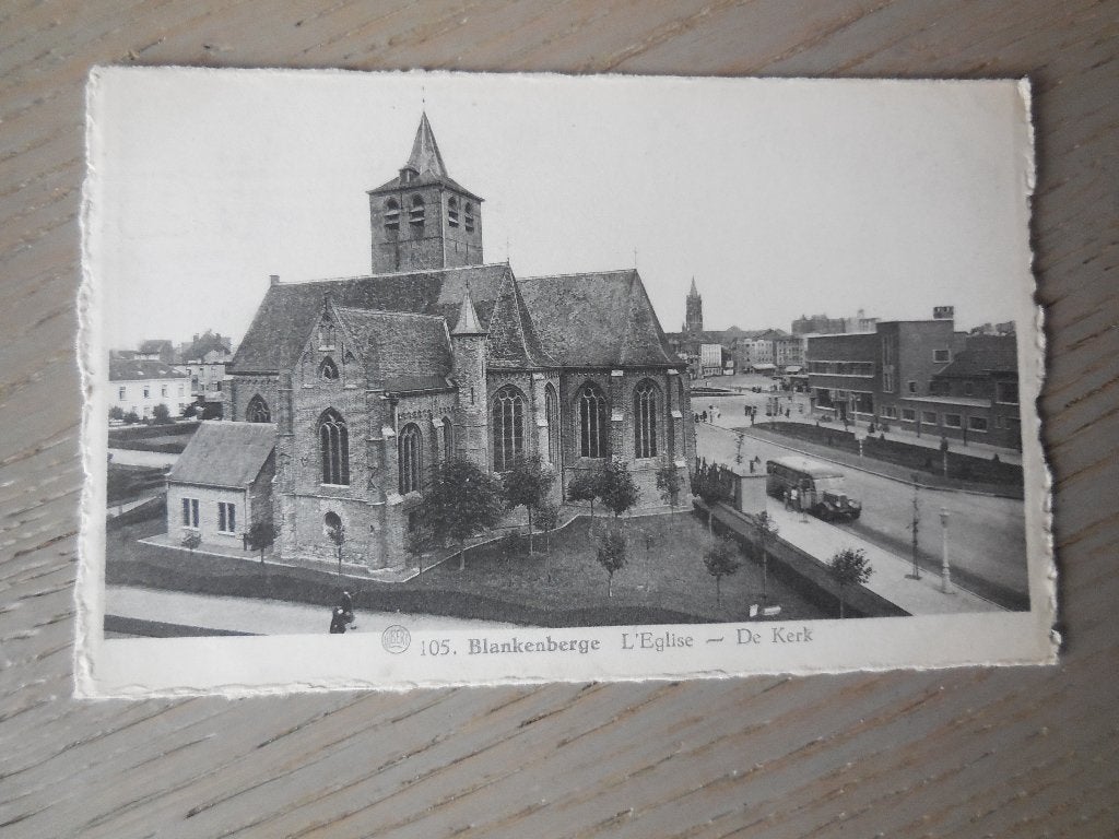 postkaart Blankenberge Klein Kerkje, Verzamelen, Ophalen of Verzenden, 1940 tot 1960, Gelopen, West-Vlaanderen
