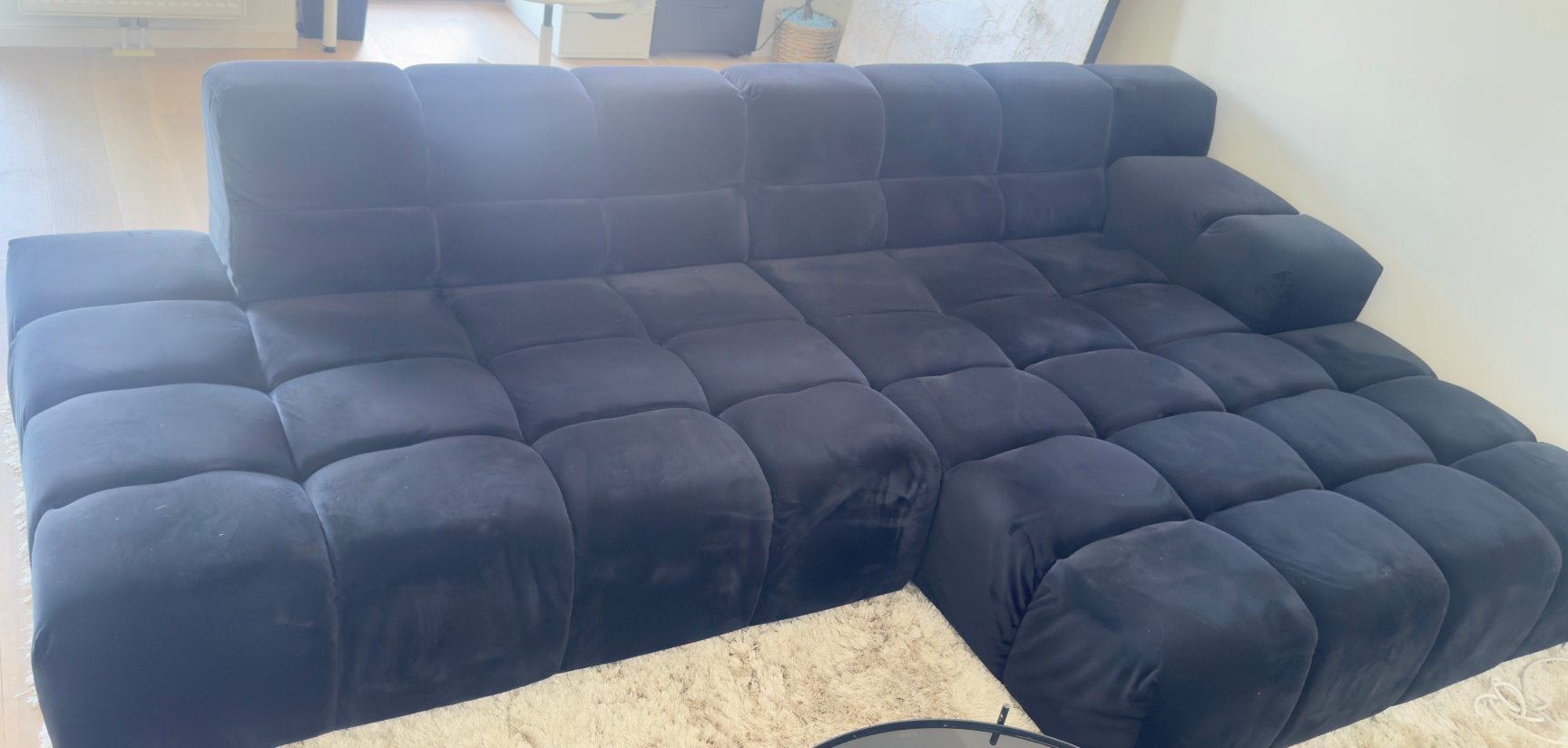 Luxe zwarte hoekzetel, Ophalen, Gebruikt, Stof