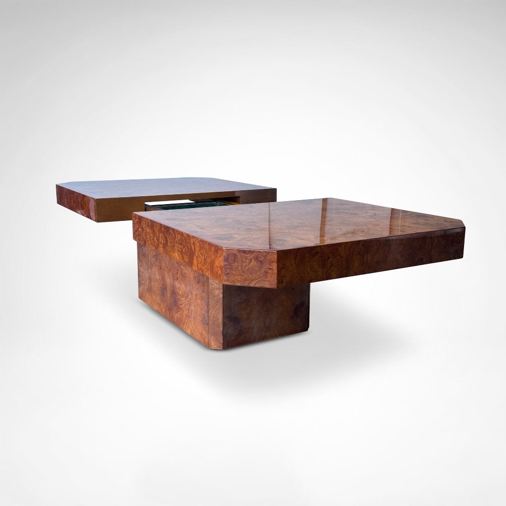 Salontafel met bar | wortelhout | Maison Lancel | France 80s, Ophalen