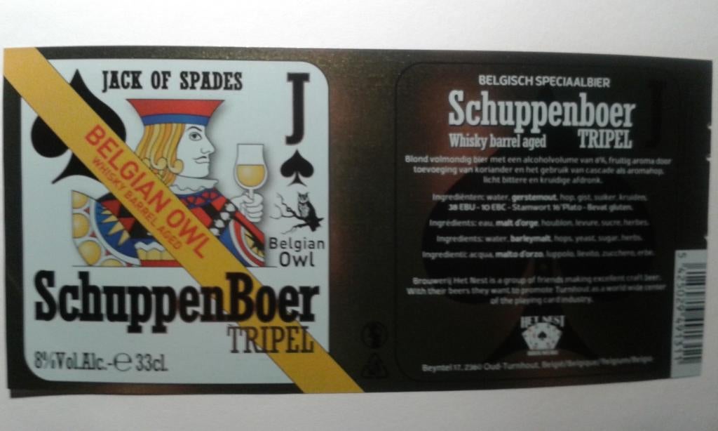 Étiquette de bière Schuppenboer « Belgian Owl », Enlèvement ou Envoi