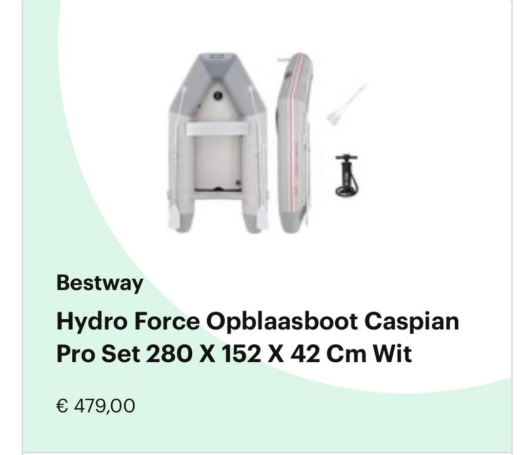 Rubberboot hydro force caspian pro + 8pk motor, Watersport en Boten, Ophalen, Zo goed als nieuw, Airdeck, Overige merken