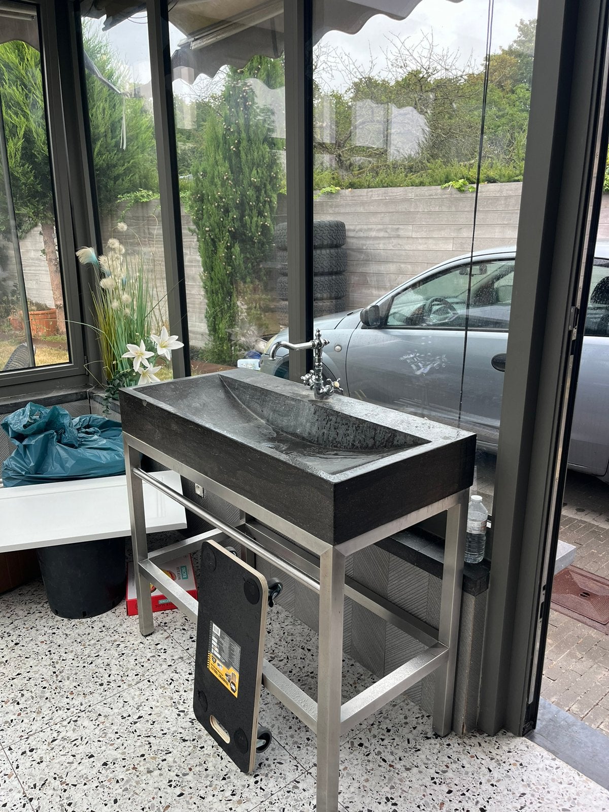 Vasque en marbre 1 m, Maison & Meubles, Salle de bain | Meubles de Salle de bain, Enlèvement, Comme neuf