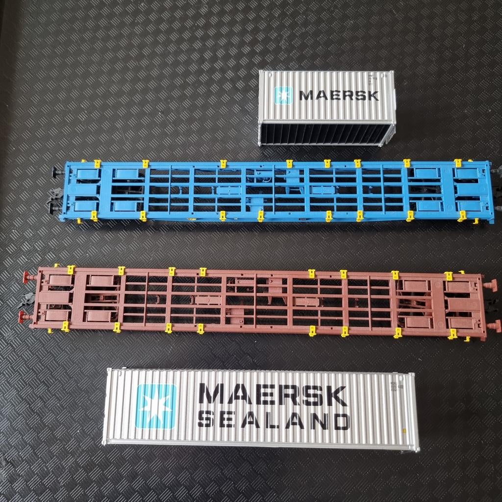 B-MODELS CONTAINER WAGONS -H0-, Overige merken, Gelijkstroom, Wagon, Ophalen of Verzenden