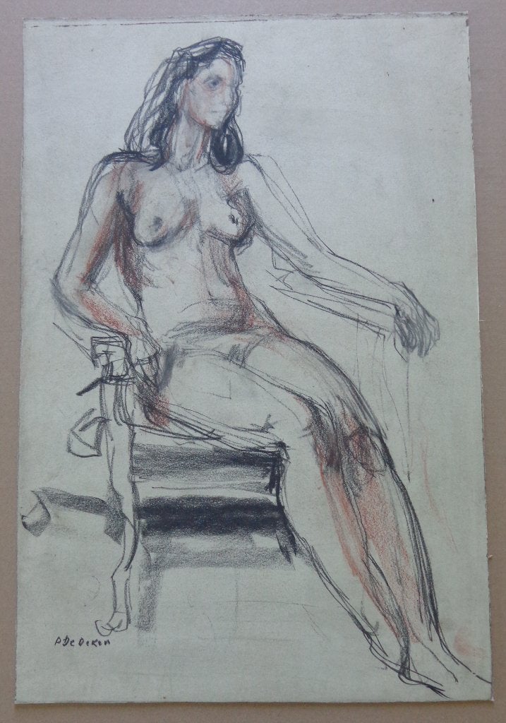 ALBERT DE DEKEN / NAAKT MODEL / ORIGINEEL WERK / 57x38cm SIG, Antiek en Kunst, Kunst | Schilderijen | Modern, Ophalen of Verzenden