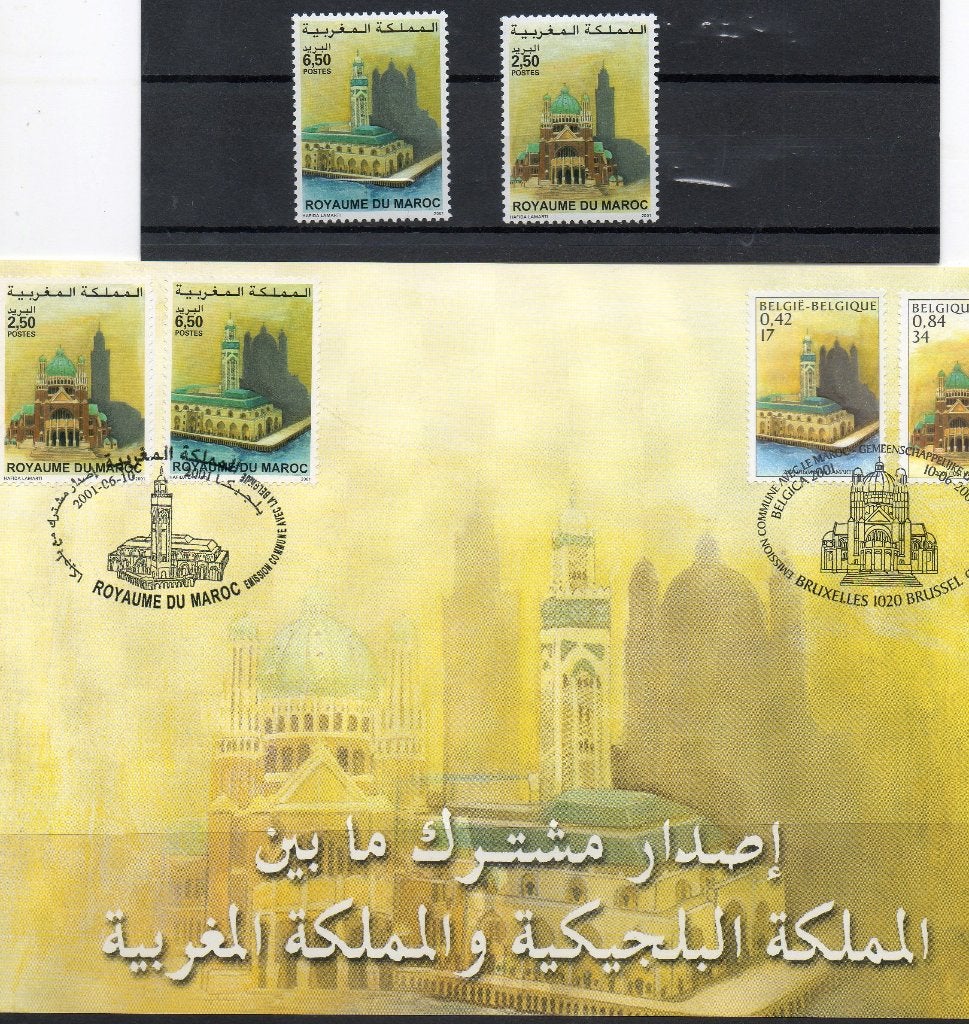 Gezamenlijke uitgifte tussen Marokko en België, Postzegels en Munten, Verzenden, Marokko, Gestempeld