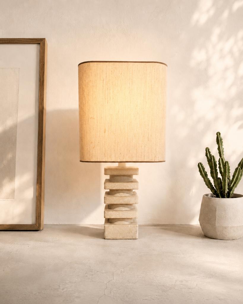 Brutalistische vintage stenen lamp, Ophalen