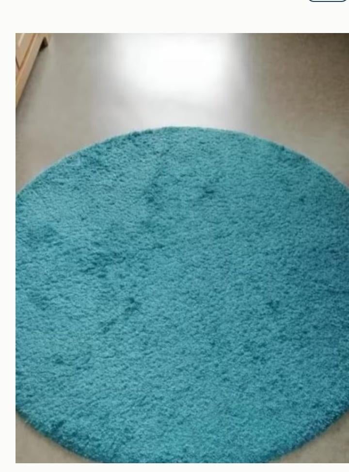 Shaggy Vloerkleed Turquoise, Rond, Enlèvement, Utilisé, 50 à 100 cm