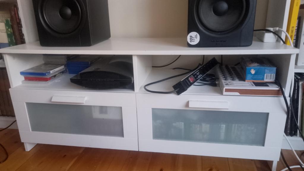 Witte tv-standaard, Huis en Inrichting, Ophalen, Gebruikt, 100 tot 150 cm, Minder dan 100 cm