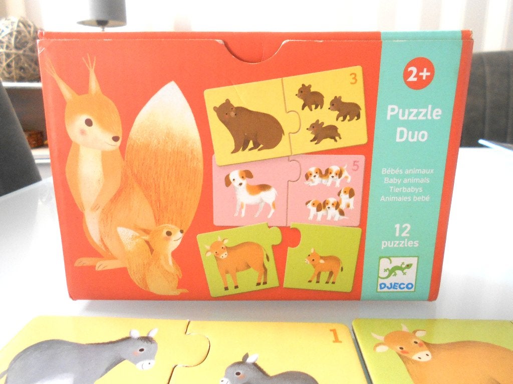 puzzle duo Djeco bébés animaux à partir de 2 ans, Ophalen of Verzenden, Zo goed als nieuw, 2 tot 4 jaar