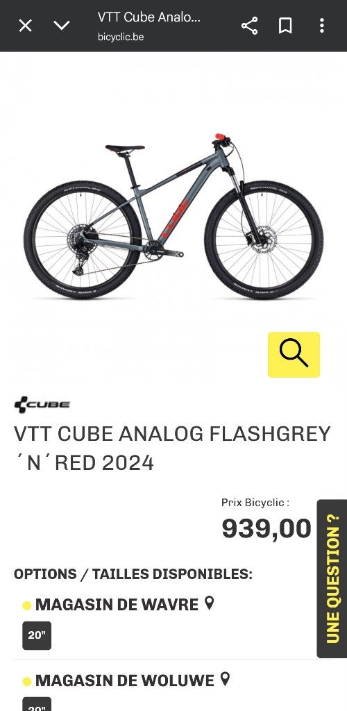 Vtt cube analog Xl, Vélos & Vélomoteurs, Autres marques, Enlèvement, Utilisé, Hommes