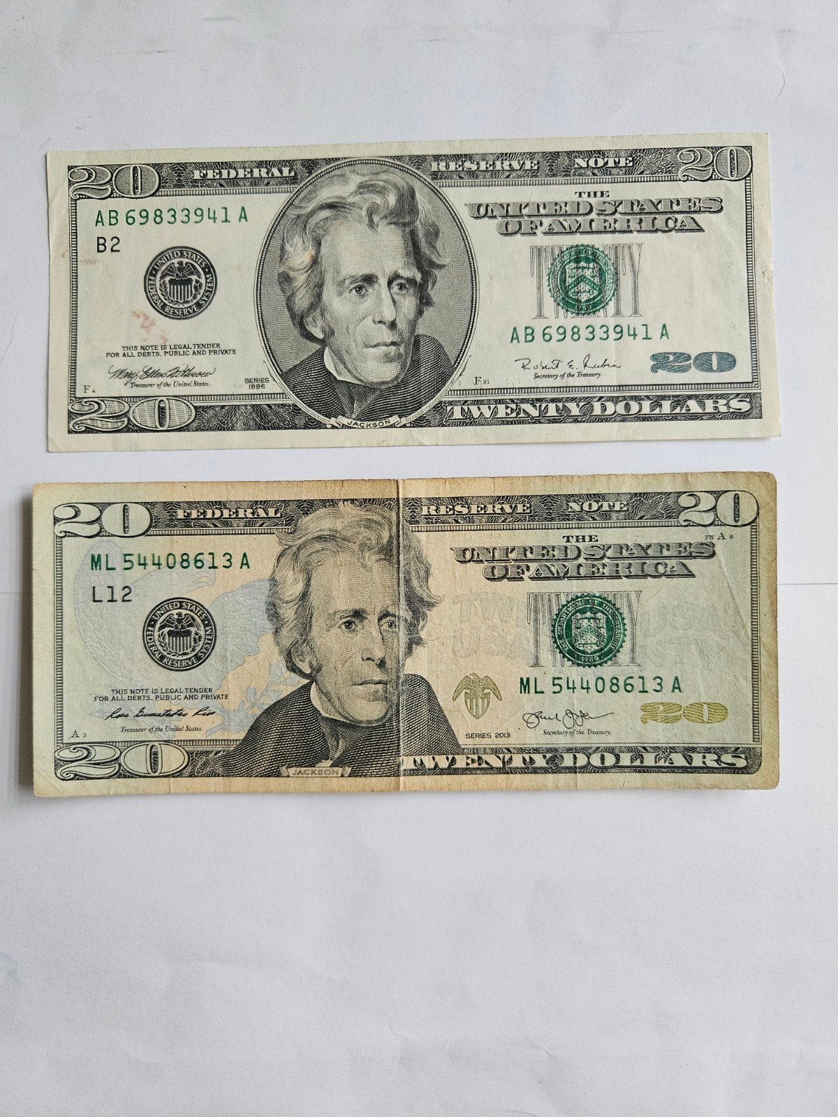 2 x 20 dollars américains, ensemble d'années différentes, Timbres & Monnaies, Billets de banque | Amérique, Enlèvement ou Envoi
