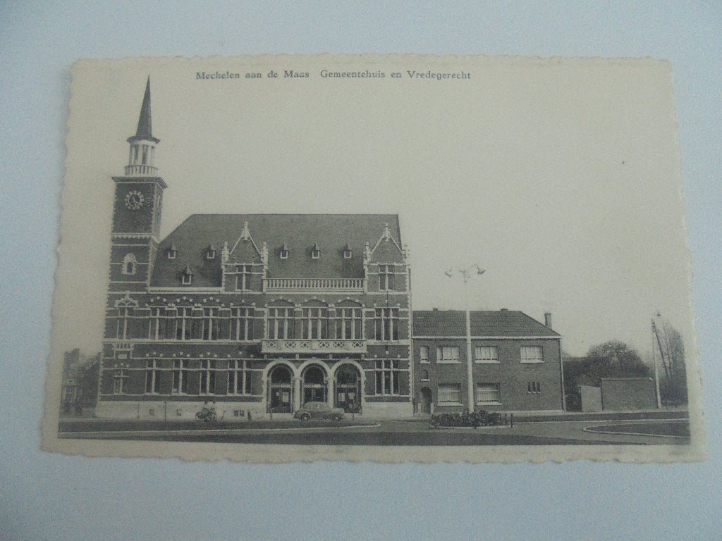 mechelen aan de maas -gemeentehuis en vredegerecht, Ophalen of Verzenden, 1940 tot 1960, Ongelopen, Limburg