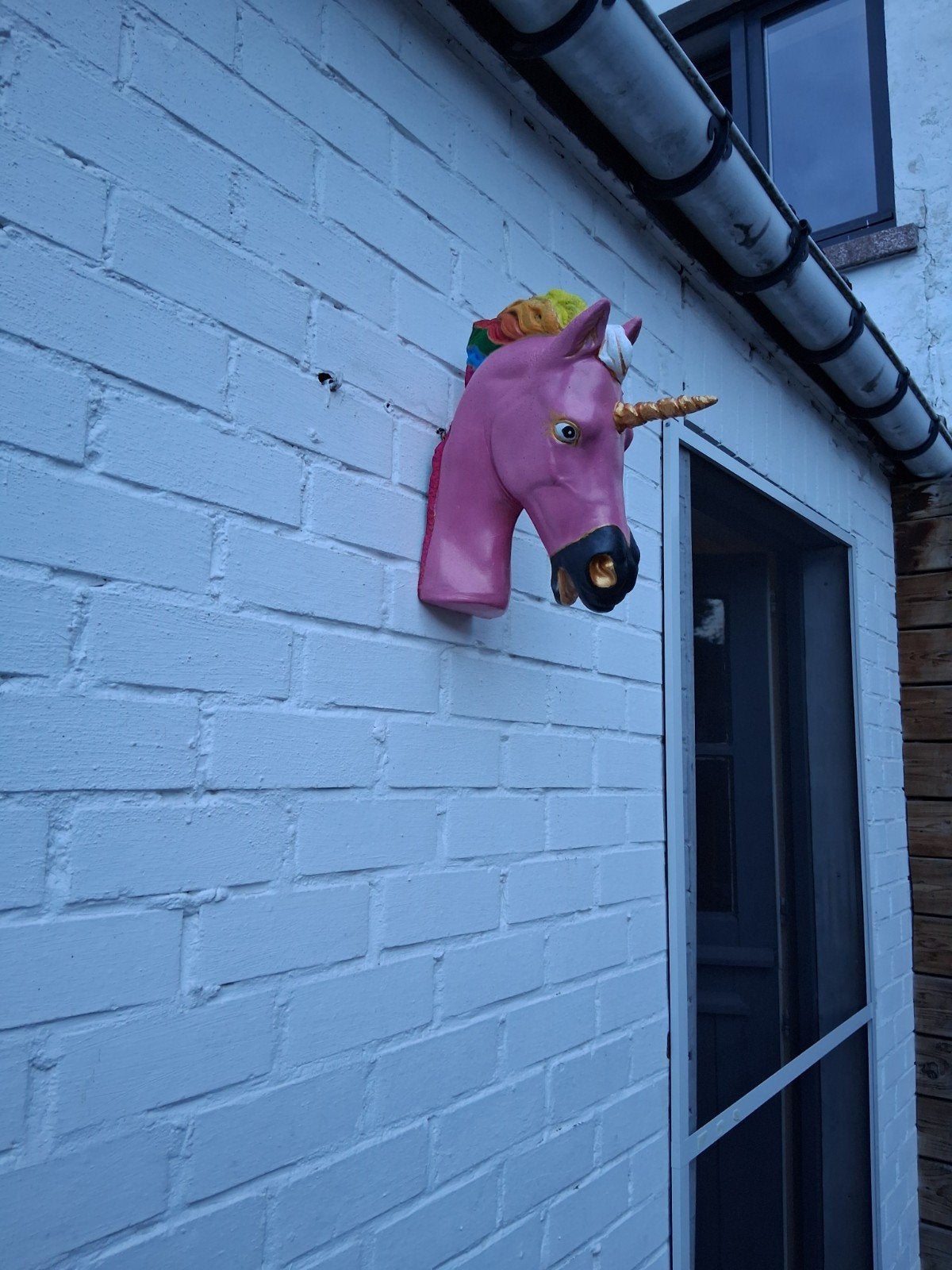 stenen Unicorn, Wandsculptuur, Steen/keramiek, Ophalen of Verzenden, Zo goed als nieuw