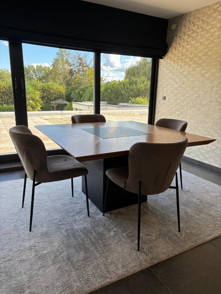 Set tafel op maat met stoelen, Ophalen, Gebruikt, Vierkant, Modern