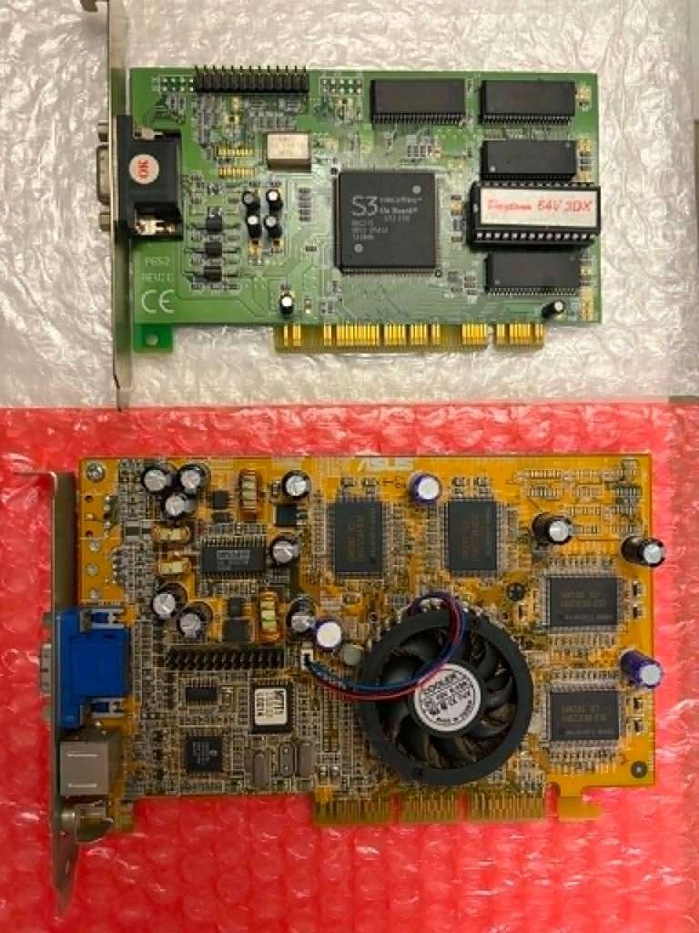2 cartes gfx Vintage / Retro PC (S3 Trio64V+ PCI & ASUS AGP), Computers en Software, Videokaarten, Ophalen of Verzenden, Zo goed als nieuw