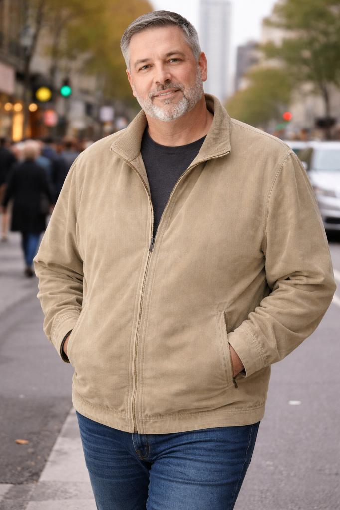 Veste Charlie Parker – texture daim – beige  Taille XXL, Kleding | Heren, Ophalen of Verzenden, Zo goed als nieuw, Overige maten