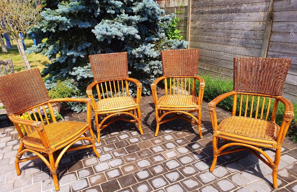 Rotan stoelen,  4 st, Ophalen, Gebruikt, Rotan