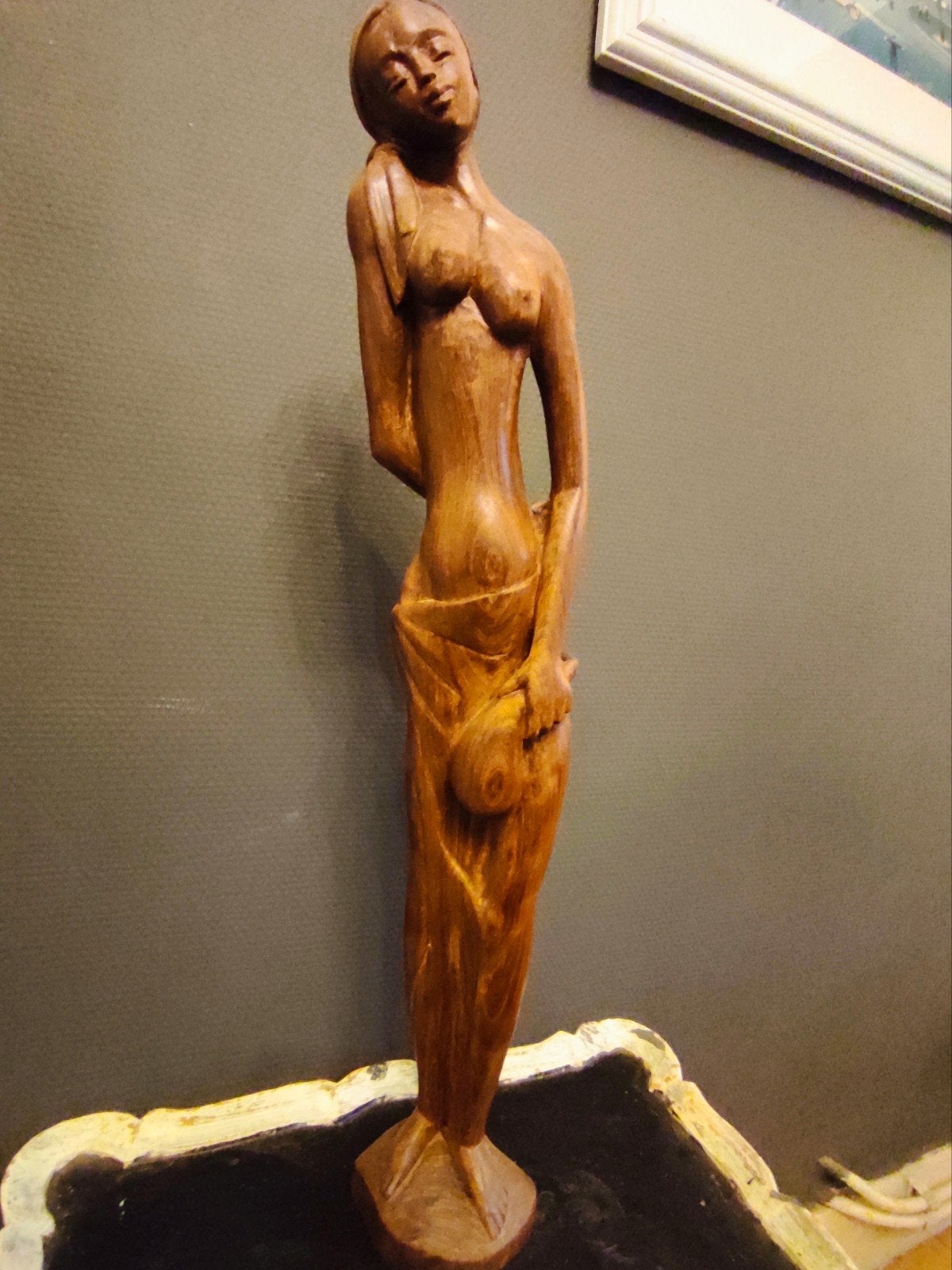 Afrikaans beeld 50 cm, Antiek en Kunst, Ophalen, Houtsnijwerk, Handgemaakt, 20 - 50 cm