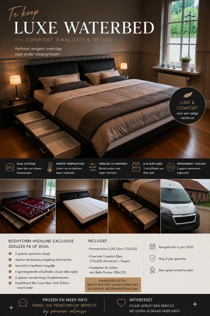 TE KOOP – LUXE BODYFORM WATERBED, Huis en Inrichting, Ophalen, Gestabiliseerd