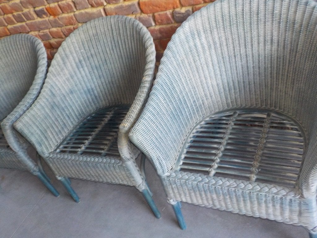 Set van 4 rotan stoelen, Maison & Meubles, Chaises, Enlèvement, Bleu