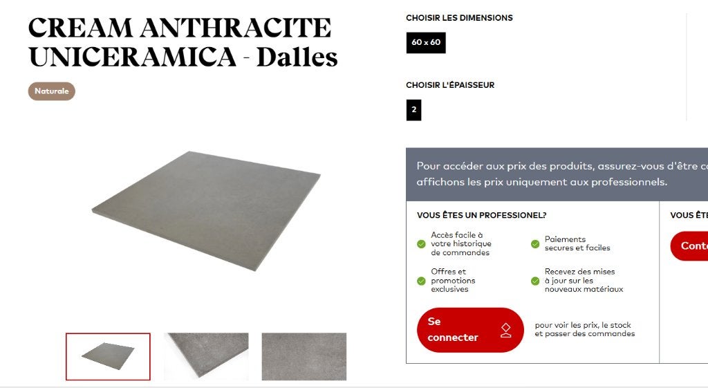 Dalles en céramique 60*60 épaisseur 2cm, Neuf, 60 cm ou plus, Carrelage de sol, Céramique