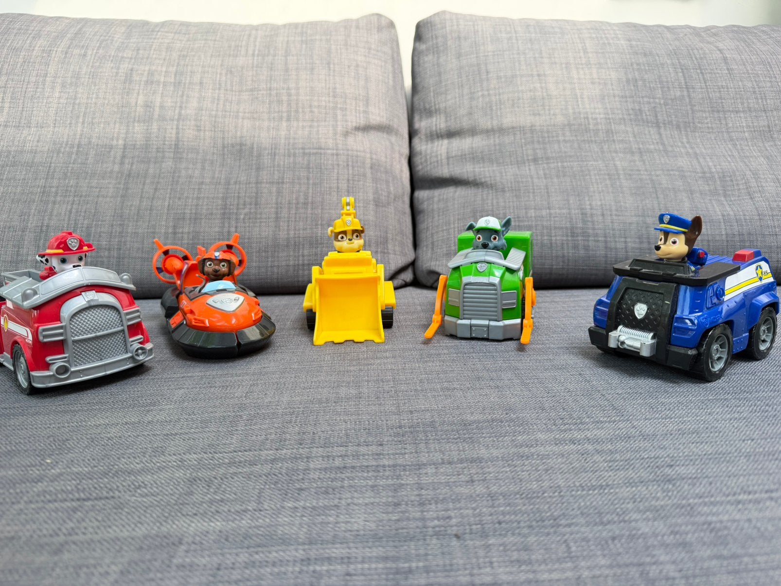 Set van 5 PAW Patrol Voertuigen + Figuren, Ophalen, Zo goed als nieuw