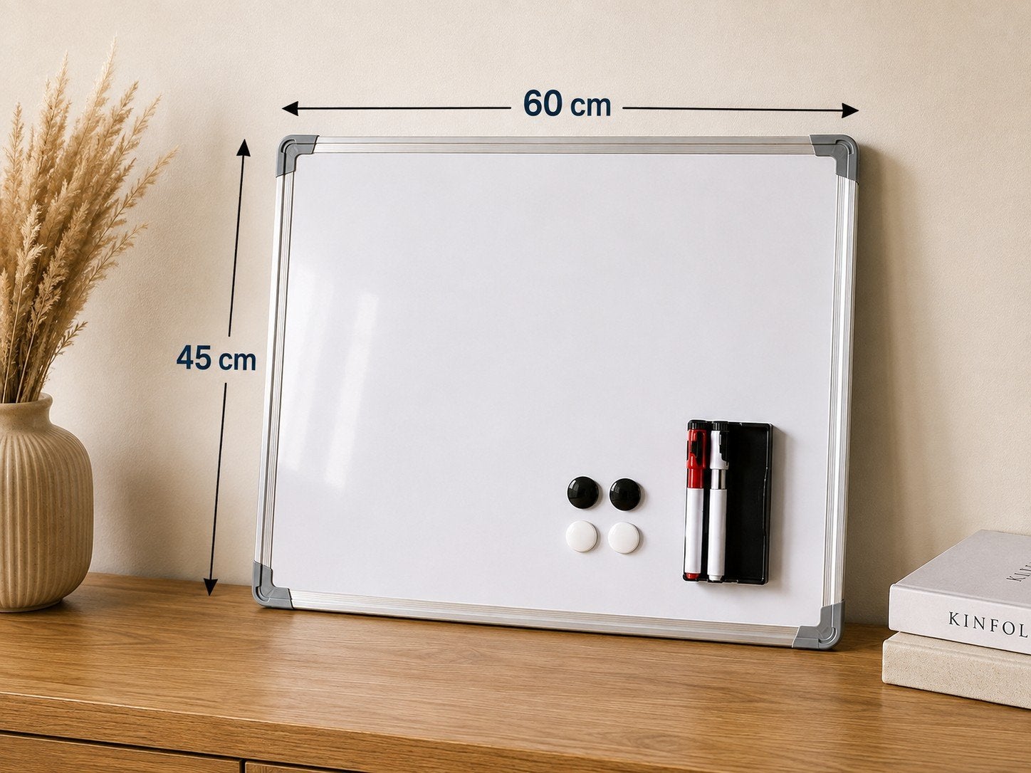 Magnetisch whiteboard van 60  45 cm - nieuw + markers en do, Ophalen, Nieuw, Overige materialen, 50 tot 100 mm
