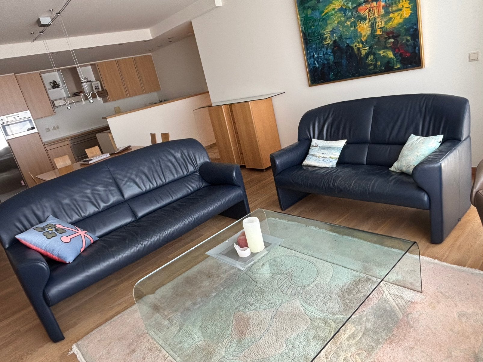 Salon Jori 3+2 donkerblauw, Ophalen, Gebruikt