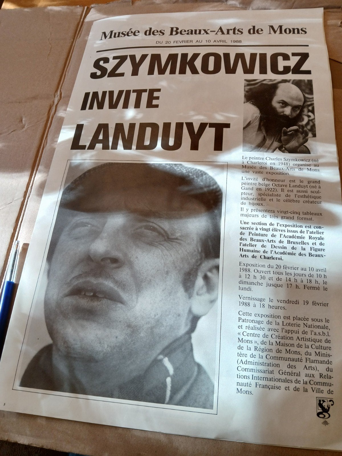 Folderkrantje Szymkowicz en Landuyt Octave ( Fr ) 1988, Antiek en Kunst, Ophalen of Verzenden
