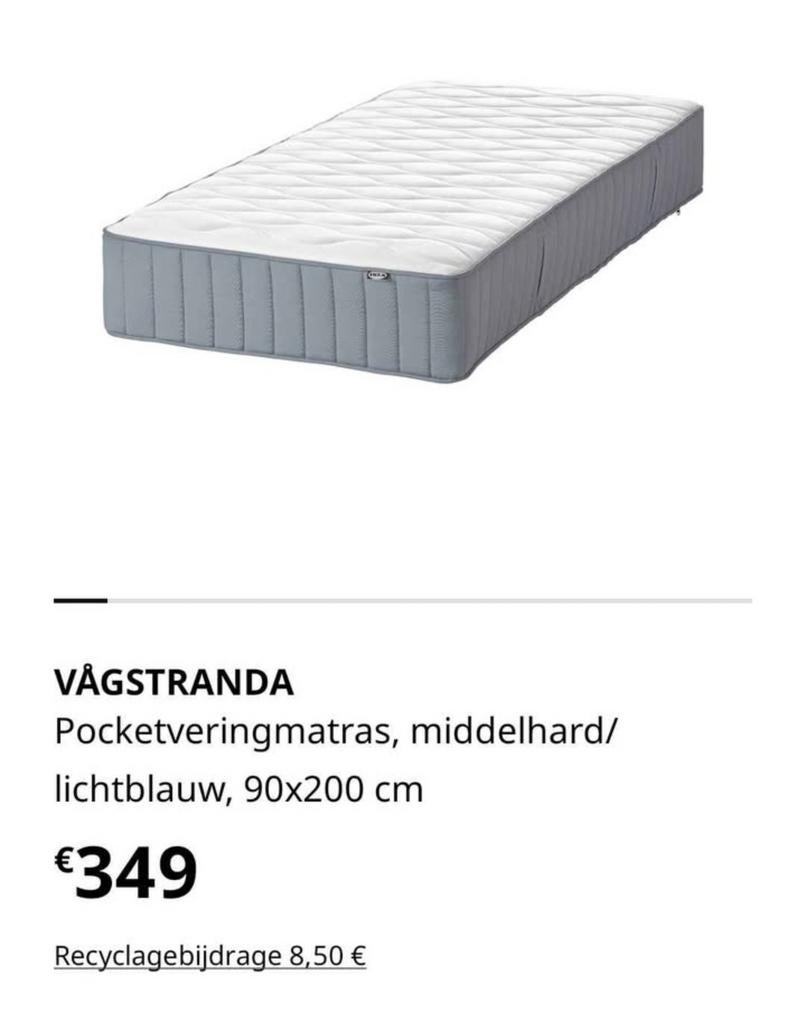 Matras 90x200cm nieuw, Ophalen, 90 cm, Eenpersoons, Nieuw