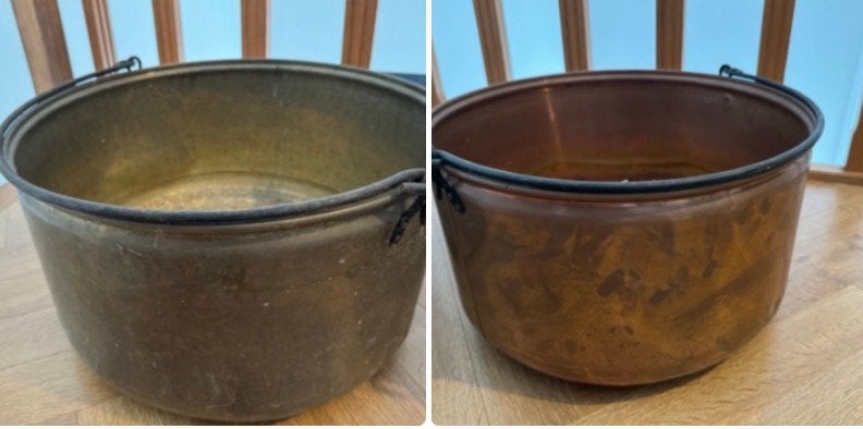 2 prachtige authentieke ketels met mooie originele patina., Ophalen