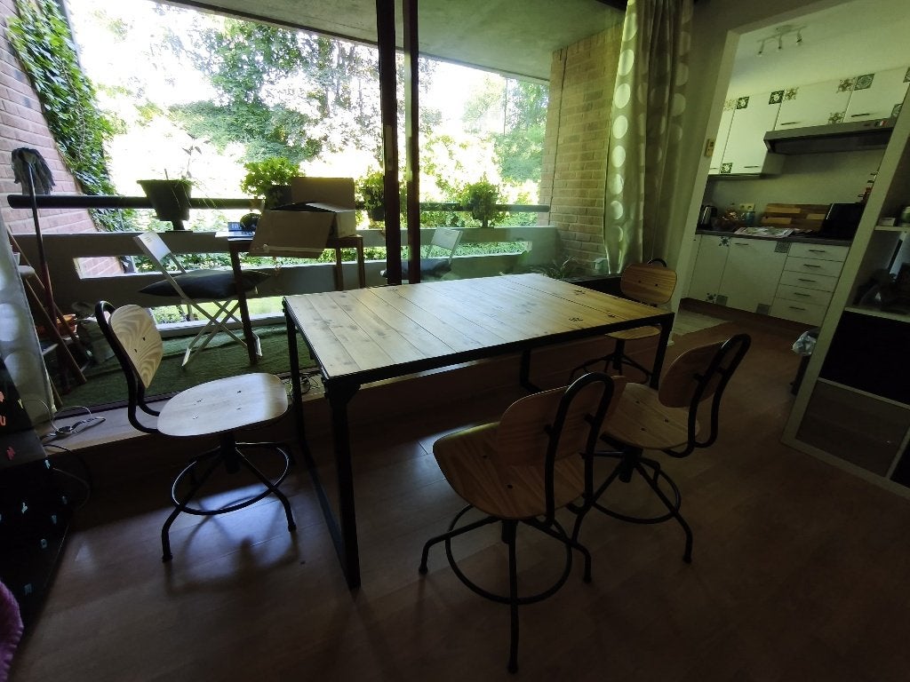 Eettafel, Grenenhout, Gebruikt, 100 tot 150 cm, Vierkant