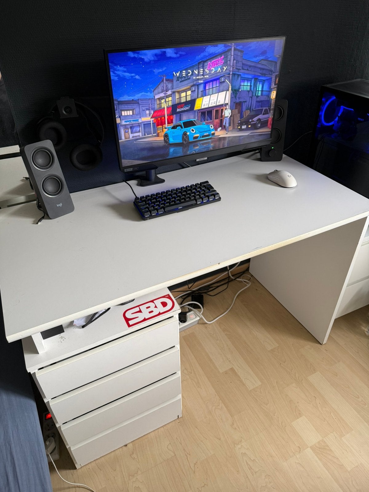 Jysk bureau - wit - 4 lades, Enlèvement, Comme neuf, Jysk, Blanc