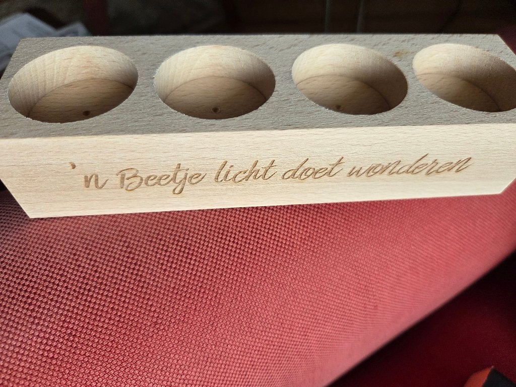 theelichthouder met tekst - voor goed doel, Beige, Waxinelichthouder, Ophalen of Verzenden, Zo goed als nieuw