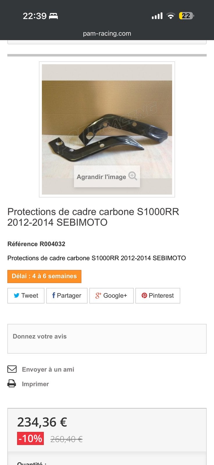 Protection de cadre en carbone pour s1000rr de 2012 à 2014, Motos, Enlèvement