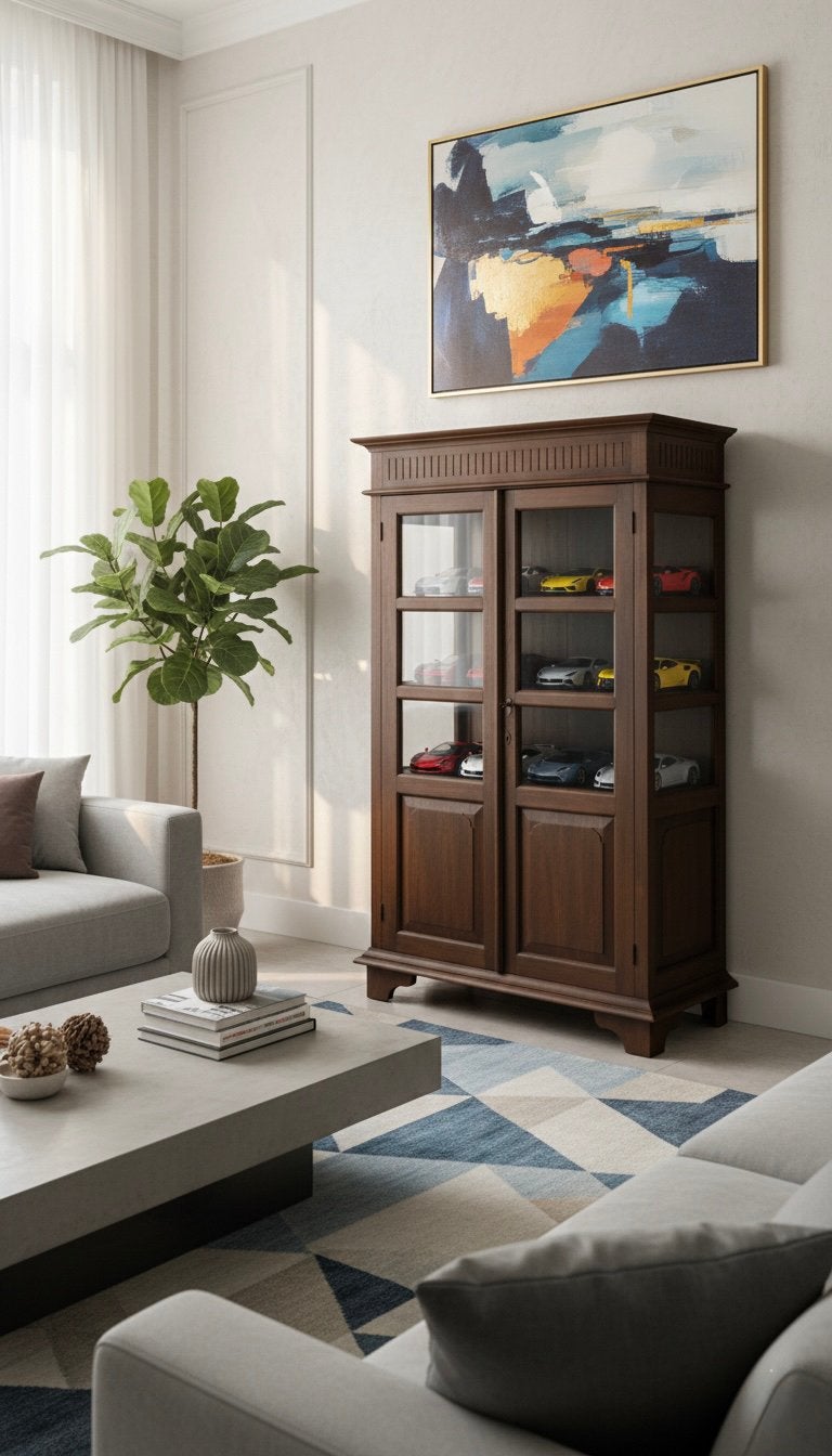 Teak Vitrinekast met glazen zijwanden (gratis bezorgd), Huis en Inrichting, Kasten | Vitrinekasten, Nieuw, 150 tot 200 cm, 100 tot 150 cm