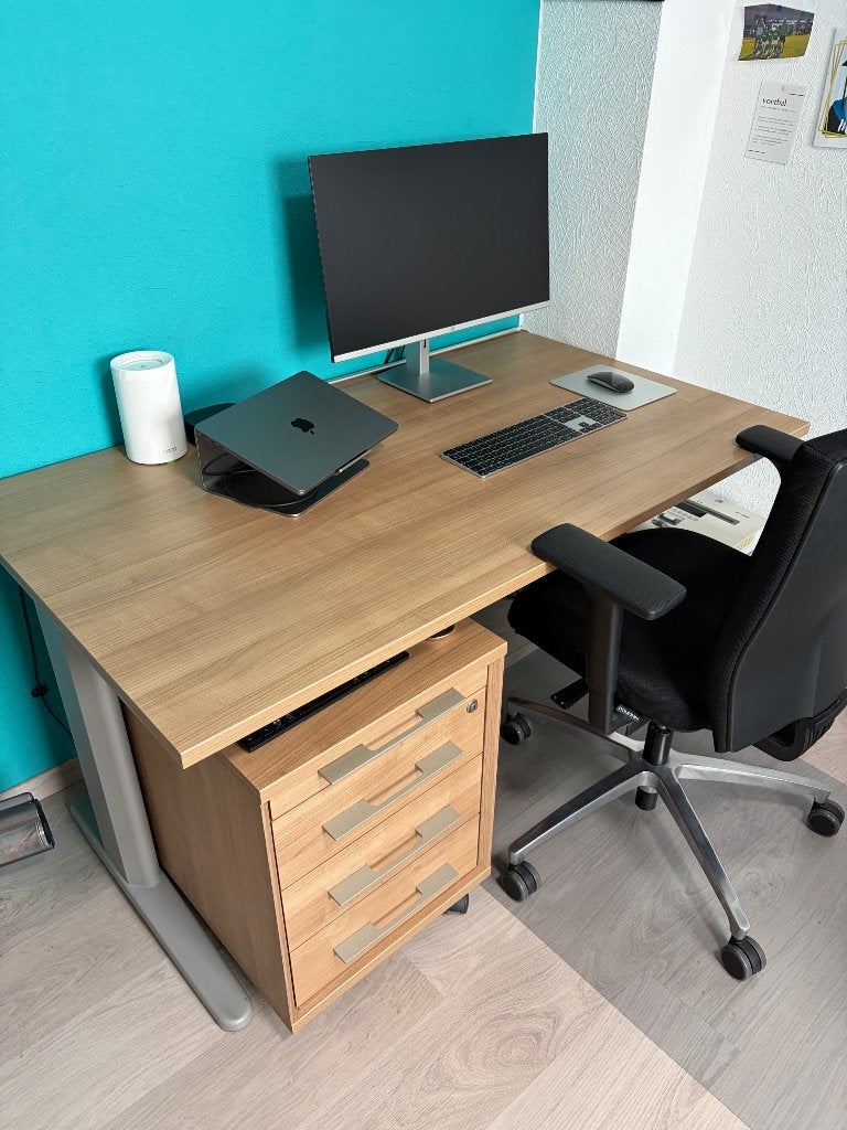 Volledig bureau (tafel + kasten + lade), Classique, Enlèvement, Bureau-armoire combiné, Avec roues