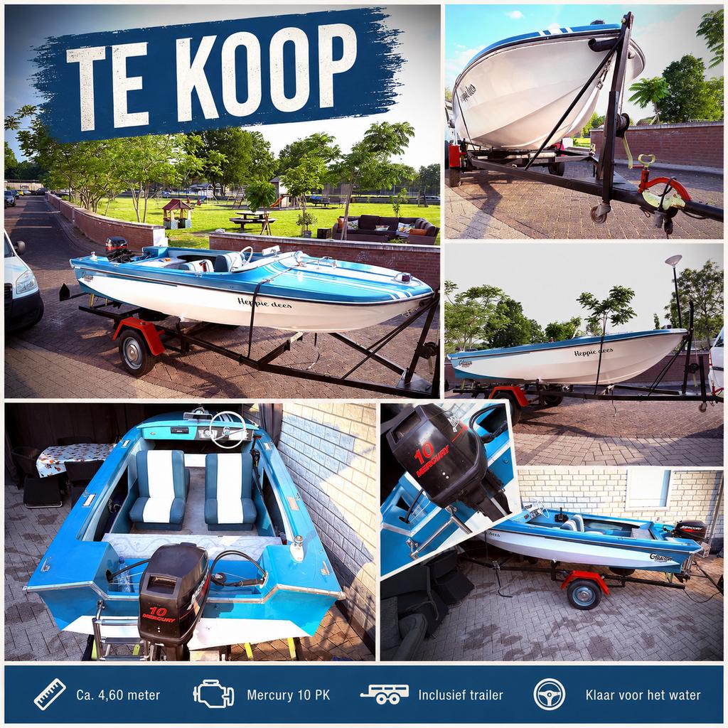 Glastron Aqua Lift speedboot+trailer+10pk vaarklaar, Comme neuf, Démarrage électrique, Enlèvement, Moteur hors-bord