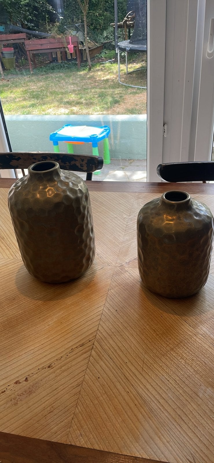 Superbes vases en céramique bosselée effet or., Maison & Meubles, Accessoires pour la Maison | Vases, Comme neuf, Finition mate
