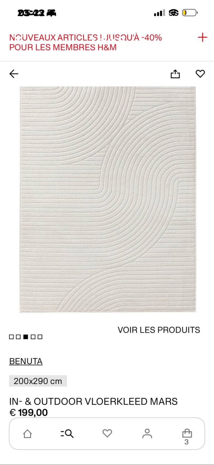Groot modern vloerkleed 200x290 — perfecte staat, Ophalen