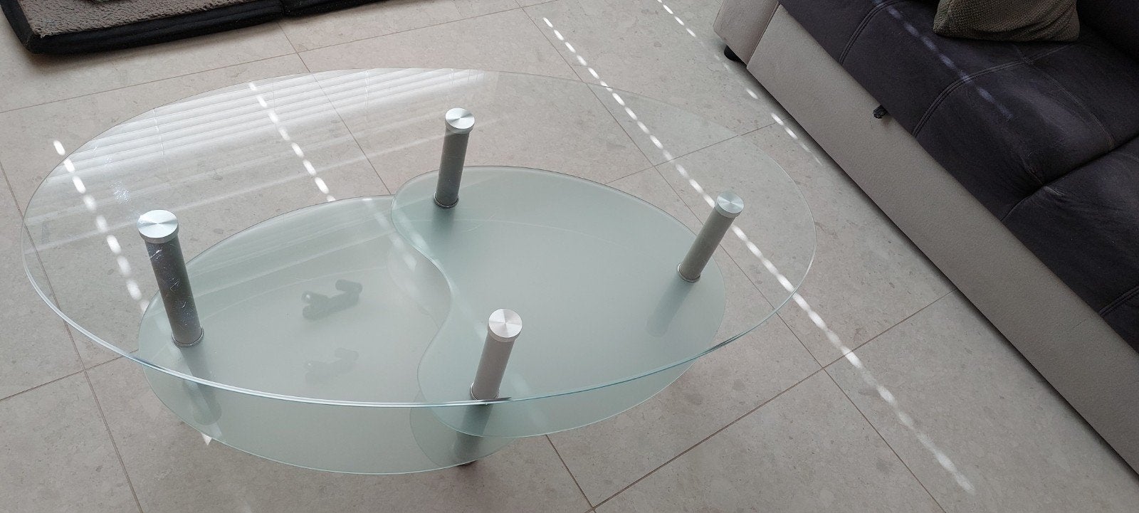 glazen salontafel, Huis en Inrichting, Tafels | Salontafels, Ophalen, 100 tot 150 cm, 50 tot 100 cm, Glas