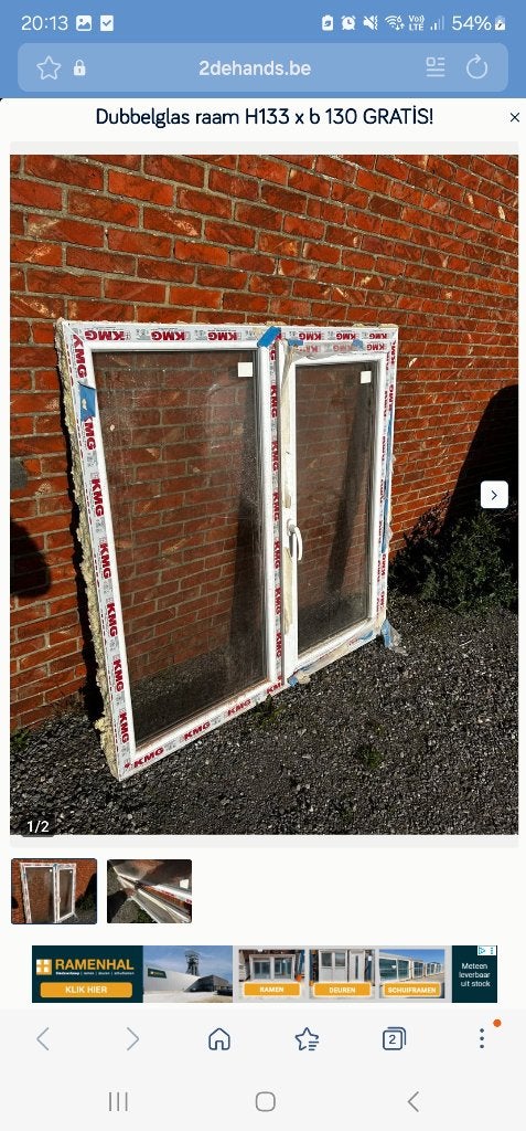 Gratis PVC Raam, Doe-het-zelf en Bouw, Ophalen, Dubbelglas