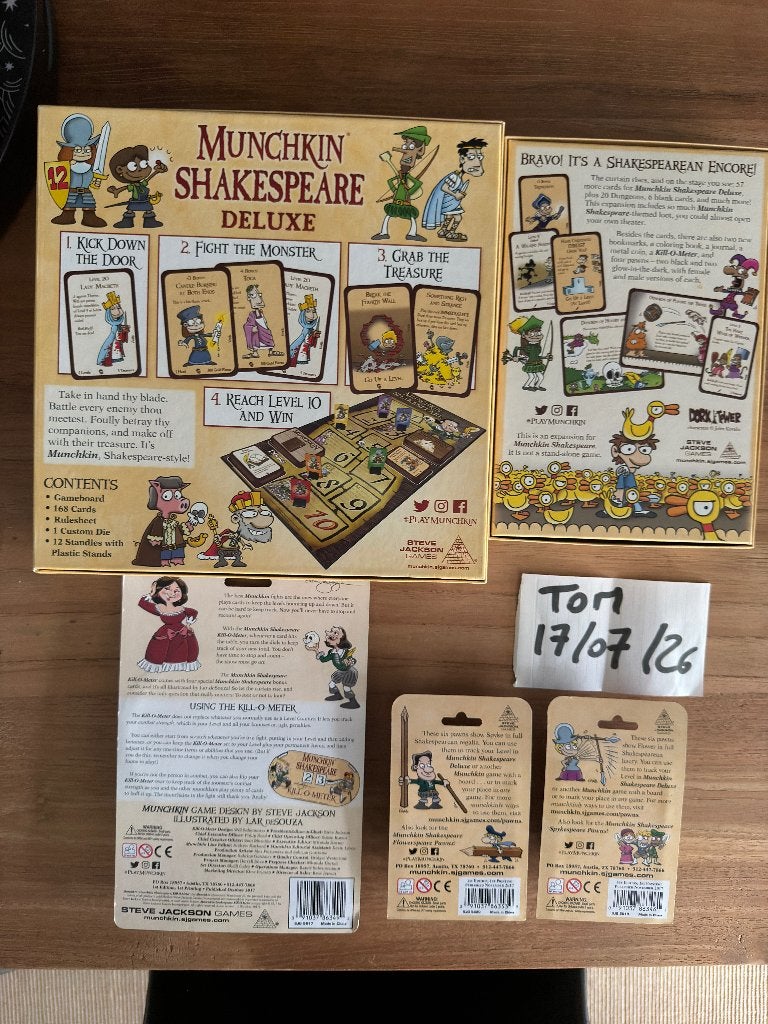 Munchkin Shakespeare Deluxe edition + expansion, Ophalen of Verzenden, Nieuw, Steve Jackson Games