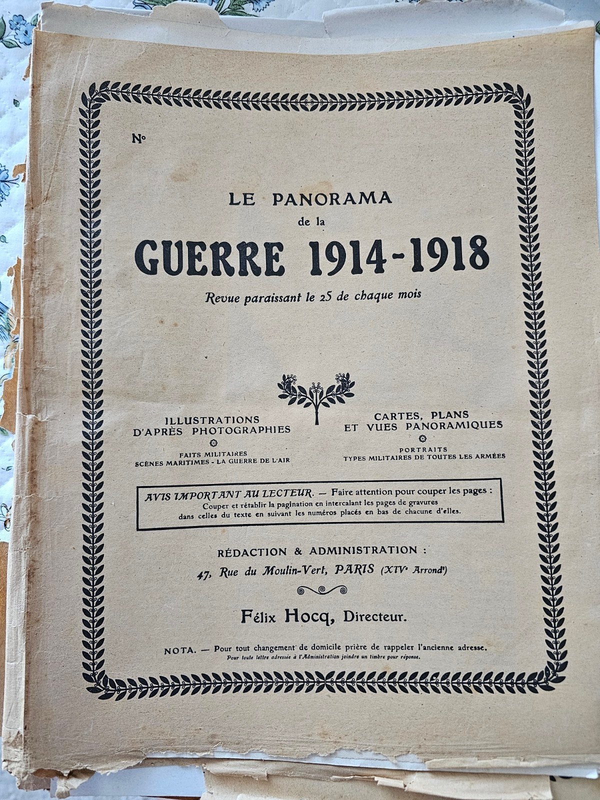 27 magazines " Le panorama de la guerre 14 18, Enlèvement