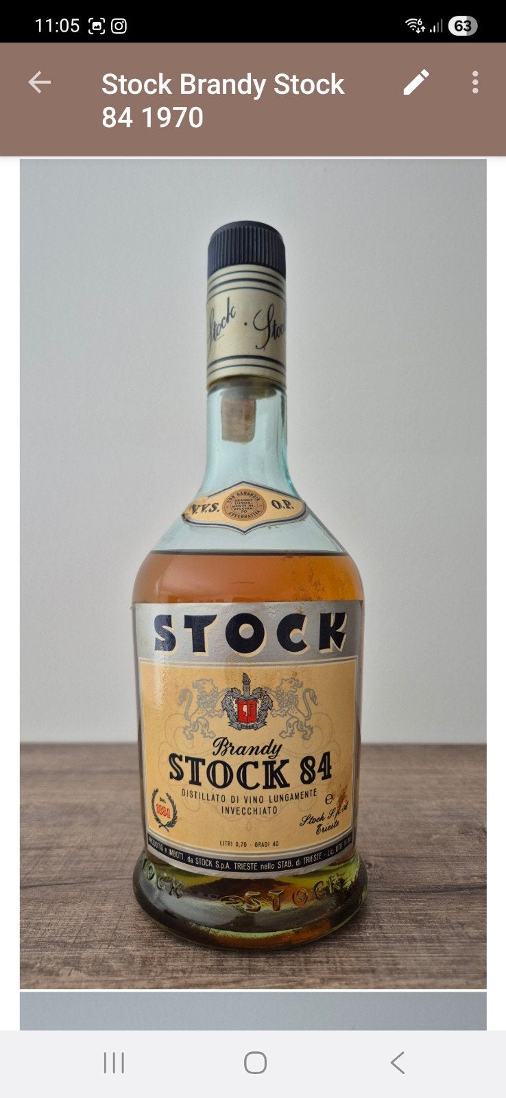 VINTAGE BOTTLE: Stock 84 Brandy 1970, Enlèvement ou Envoi
