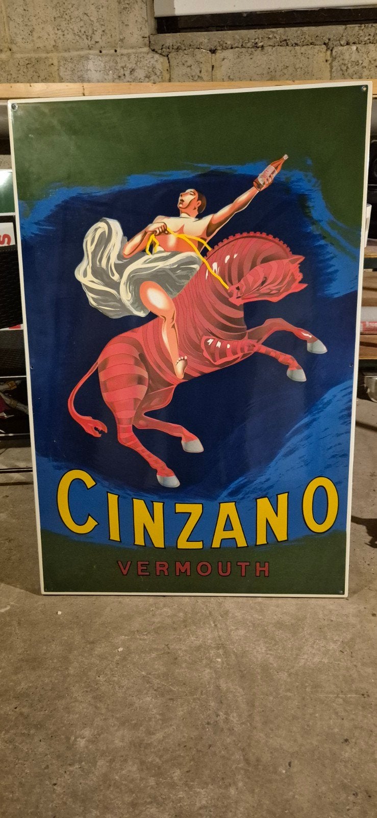 magnifique plaque émaillée cinzano 120cm x 80 cm, Enlèvement ou Envoi